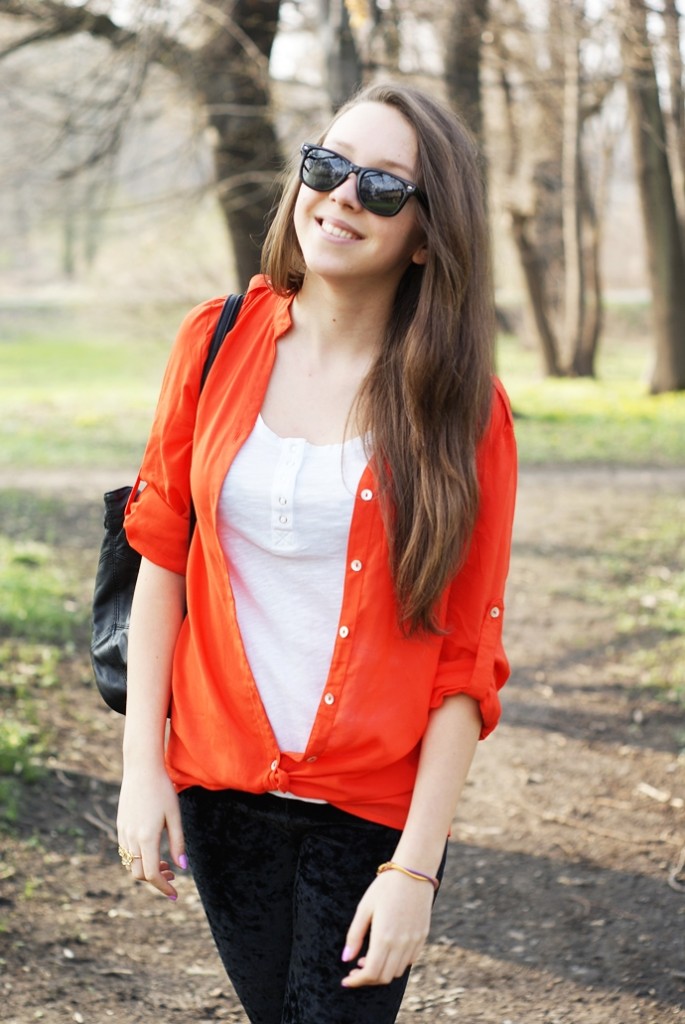 pomarańczowa bluzka vero moda