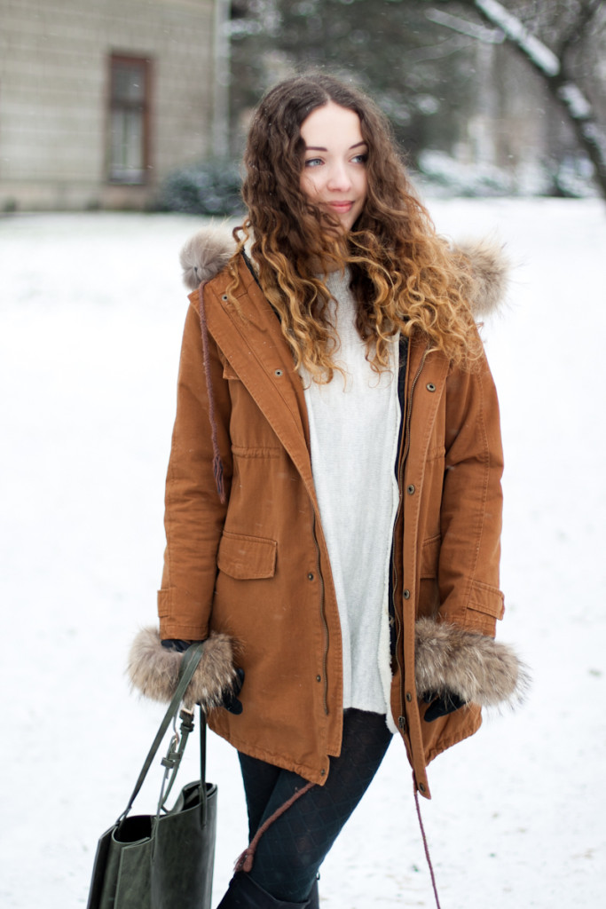 brązowa parka Sheinside brown coat