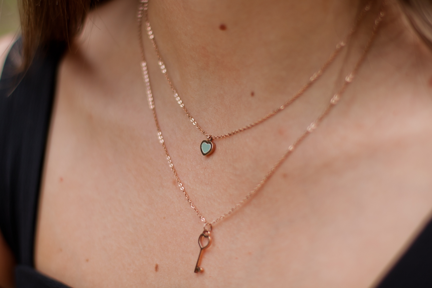 Key To Happiness Layered Necklace In Rose Gold