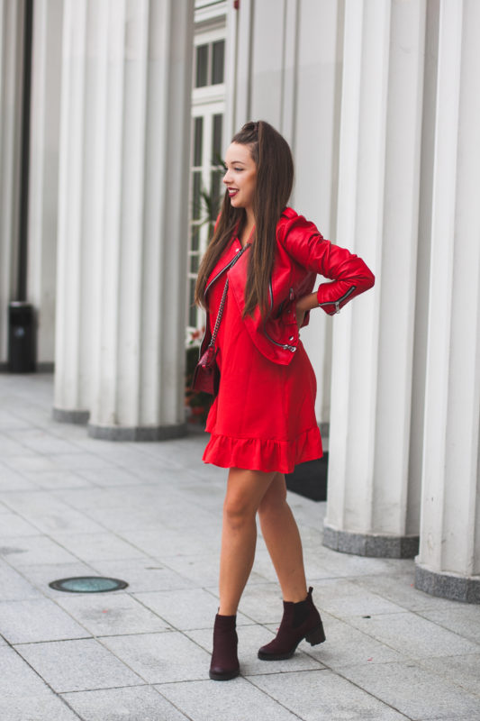 skórzane bordowe botki lasocki