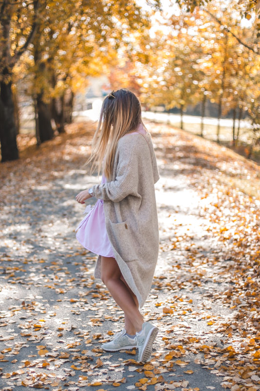 beżowy długi kardigan